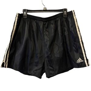 Adidas Vintage Athletic Shorts Men Size Large Black White Stripe Soccer Retro